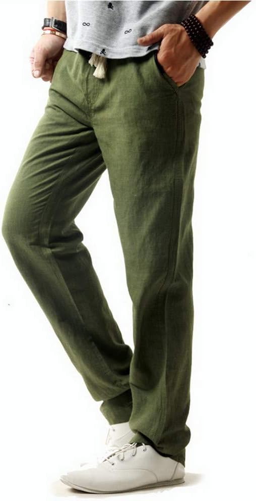 Pantalones de Lino para Hombre, Estilo Casual, clásicos, para