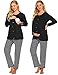 Ekouaer Womens Maternity Nursing Pajama Set Breastfeeding Nightgowns Pregnancy Sleepwear Set,Bblack,Medium