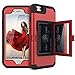 WeLoveCase iPhone 6/6s Wallet Case Defender Wallet Design with Hidden Back Mirror and Card Holder Heavy Duty Protection Shockproof 3 in 1 All-Round Armor Protective Case for iPhone 6 6S - Red