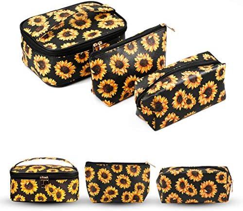 ZOISOKA 3 sets makeup bag 3D print sunflower travel small cosmetic case portable with multifunctional waterproof Organizer bag for women 1 ZOISOKA 3 sets makeup bag 3D print sunflower travel small cosmetic case portable with multifunctional waterproof Organizer bag for women
