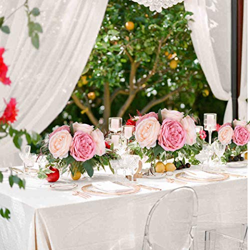 Artiflr Peonies Artificial Flower Bouquet, 5 Heads Peonies Silk Flowers Wedding Peony Flowers Bouquet Arrangement for Home Decor Party Floral Centerpieces Decoration(Pink Champagne) - Thumbnail 2