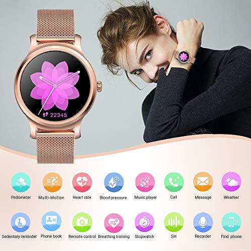 SMA-R2 Smart Watch for Women for Men Wear Fitness Tracker Watches with Heart Rate Monitor Sleep Monitoring Blood Pressure Monitor GPS Sport Outdoor Smartwatches for Andriod Phones and iOS (Gold) - Thumbnail 3