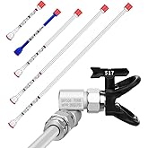 Spray Freely-8 Piece Set of Extension Pole Rod,Airless Paint Sprayer Gun Tip Extension Pole,with Swivel Joint Reversible Spray Tips and Tip Guard Protector (8in 12in 20in 30in 40in)