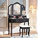 CHARMAID Vanity Set with Tri-Folding Mirror and 4 Drawers, Makeup Dressing Table with Cushioned Stool, Makeup Vanity Set for Women Girls Bedroom, Makeup Table and Stool Set (Black)