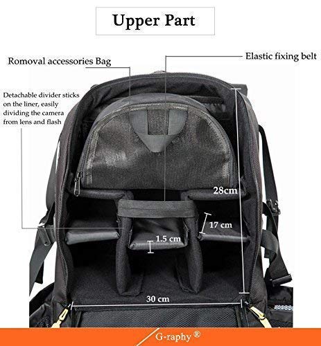 G-raphy Camera Backpack Bag Hiking Travel Backpack for All DSLR SLR Cameras, Laptops, Tripods and Accessories