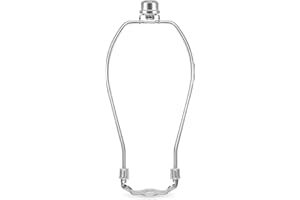 OMOBANU 9 Inch Antique Silver Lamp Shade Harp Holder - Detachable Lamp Shade Holder Replacement with Standard Harp Saddle & Lamps Finials, Metal Decorative Accessories and Parts Repair