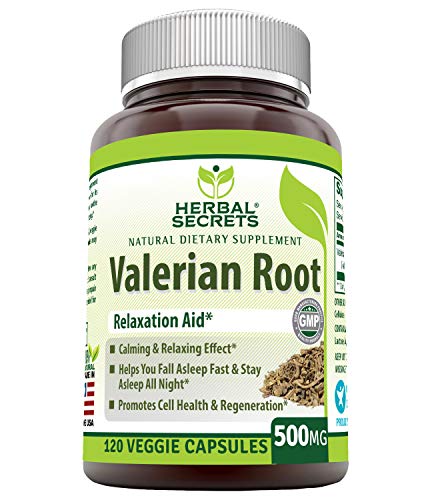 Herbal Secrets Valerian Root 500 Mg Veggie Capsules (Non-GMO)- Relaxation Aid* - Calming & Relaxing Effect, Promotes Cell Health & Regeneration* (120 Count)