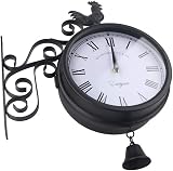 Timelike Antique Black Double Sided Round Wall Clock Garden Décor 30cm view 4