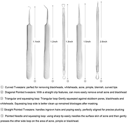 Oakleaf Blackhead Remover Kit Premium 5 In 1 Acne Pimple Comedone