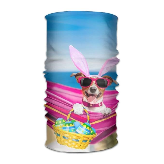 Holidays Easter Dogs Eggs Wicker Basket Headwear Bandanas Seamless Headscarf Outdoor Sport Headdress Running Riding Skiing Hi