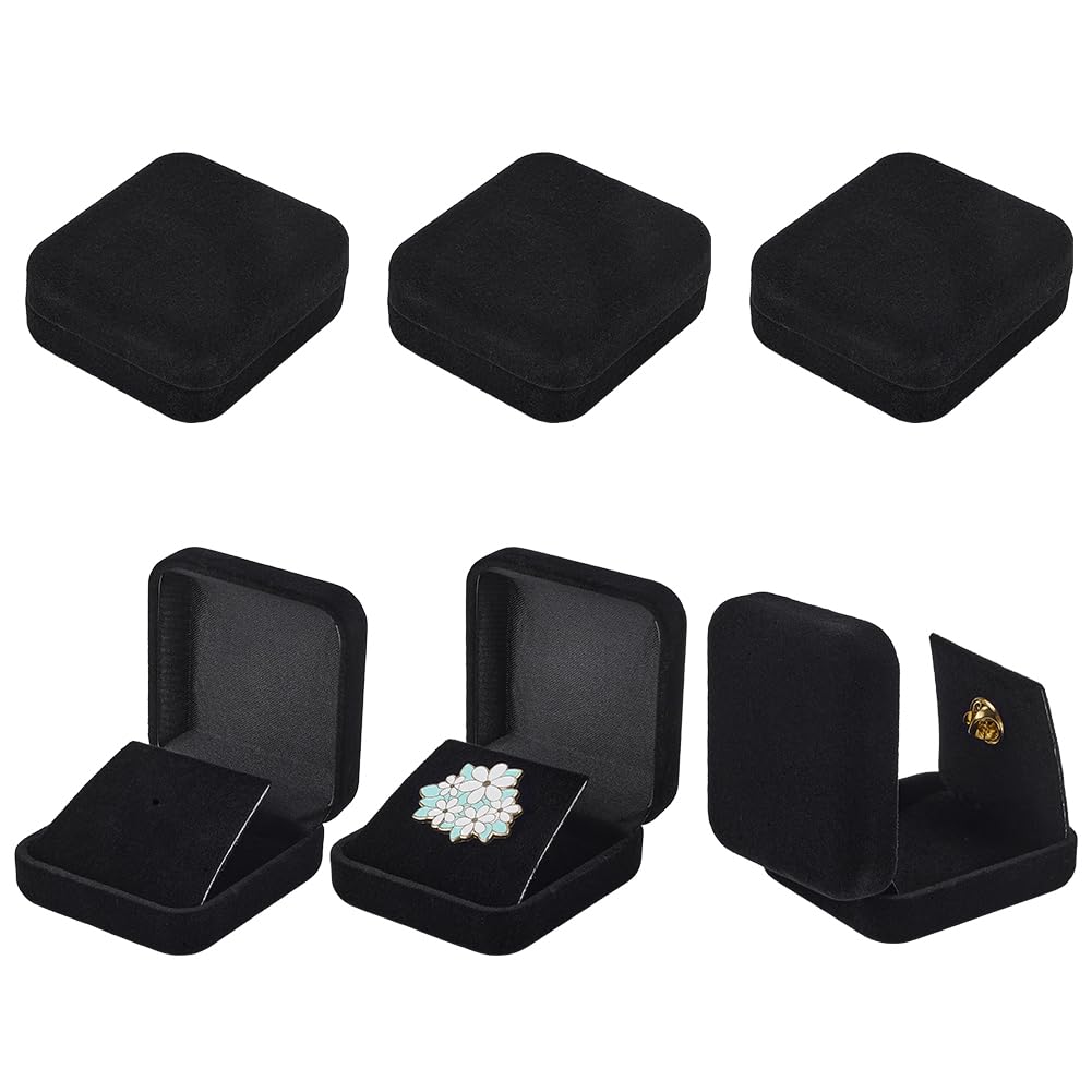 FINGERINSPIRE 6pcs Black Velvet Medal Storage Boxes 30mm Single Brooch Display Holders Square Velvet Challenge Coin Presentation Display Box Commemorative Medal Display Case for Medal Brooch Pin Coin