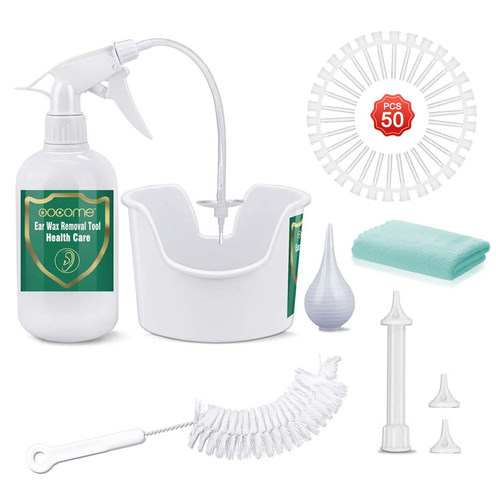 Ear Wax Removal Kit, OOCOME Ear Wax Remover Tool 500ML Ear Irrigation Kit for Adults & Kids, Ear Syringes for Removing Ear Wax, Ear Cleaning Kit Unblocking Ears Included 5 Disposable Tips