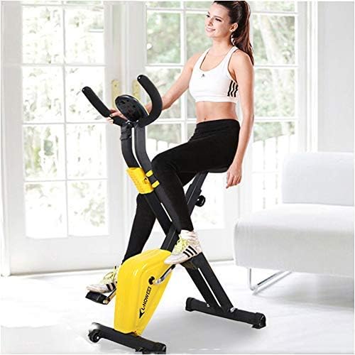 TXDWYF Folding Magnetic Upright Bike/Indoor Cycling Bike/Stationary Bike Stand For Indoor Riding/Recumbent Exercise Bike/Folding Excersize Bike/Peloton Bike, Yellow