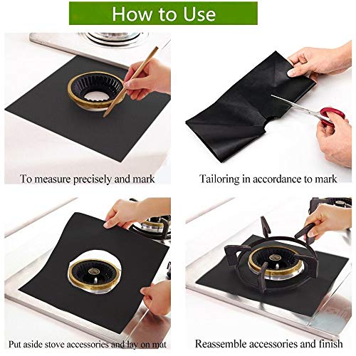 PROKITCHEN Gas Range Protectors Kit with Stove Counter Gap Reusable Non-Stick and Easy to Clean Stove Burn Cover FDA Approved Heat Resistance Fire Shield