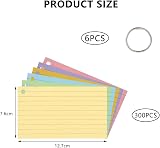 6 Pack 300Pcs Flash Cards A7 12.7x7.6cm Ruled Index Kraft Notecards view 2