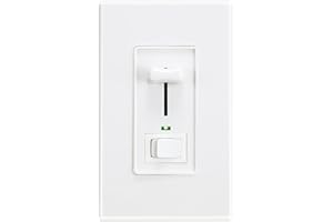 Cloudy Bay in Wall Dimmer Switch with Green Indicator,for LED Light/CFL/Incandescent, Single Pole &3-Way Dimmable Slide,600 Watt max,Cover Plate Included,White,UL Listed