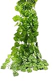 Beebel™ 75-Ft 12 strands Artificial Flowers Fake Hanging Vine Plant Leaves Garland Home Garden Wall Decoration (Grape leaves)
