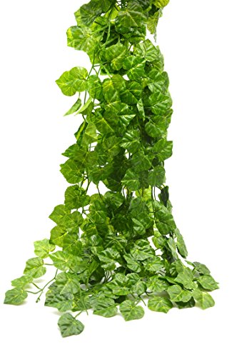 Beebel™ 75-Ft 12 strands Artificial Flowers Fake Hanging Vine Plant Leaves Garland Home Garden Wall Decoration (Grape leaves)