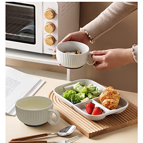 Oidium Coffee Mugs Set of 2,14 oz Coffee Tea Cups Ceramic with Handle,Soup Mug,Ceramic Coffee Mugs for Cappuccino,Milk,Cereal,Yogurt,Hot or Cold Beverages (grayish-white/light yellow)