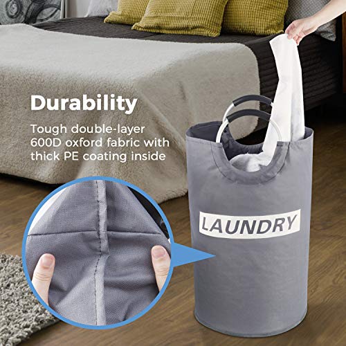 Lifewit 82L Large Laundry Basket Collapsible Clothes Hamper Durable Oxford Fabric Portable Folding Laundry Bin for Bedroom, Laundry Room, Closet, Bathroom, College, Grey