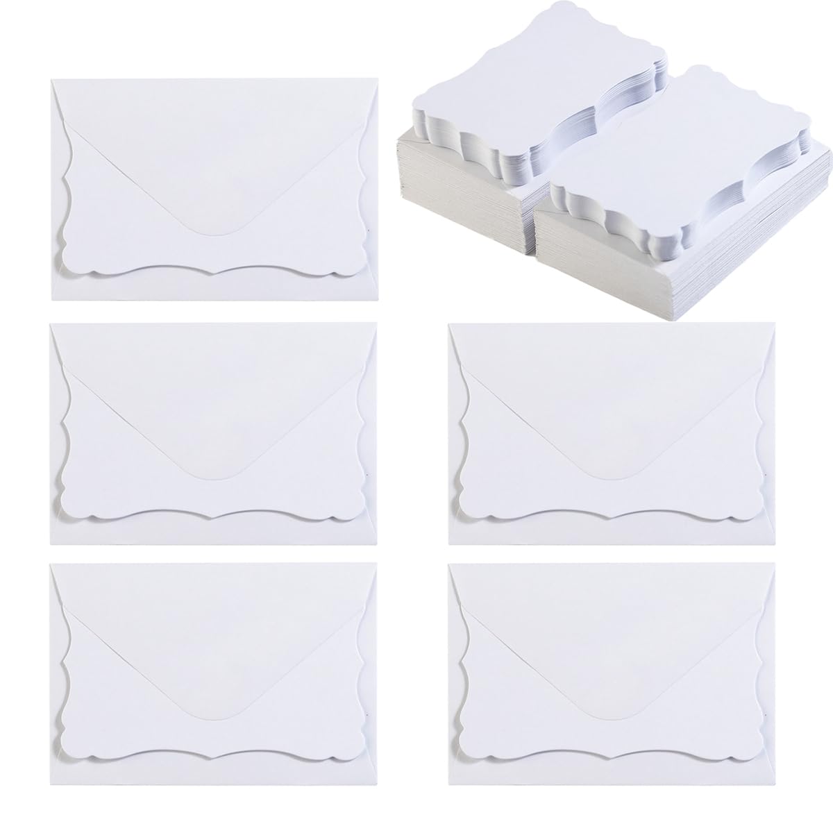 Photo 1 of 100 Pack White Mini Envelopes with Blank Note Cards Small Self-Adhesive Envelopes Small Business Card (4 x 2.7 Inches, White)