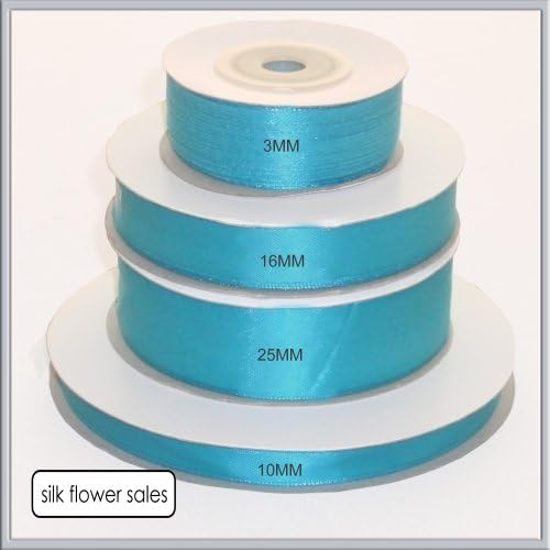 single roll of Turquoise Double faced Satin Ribbon 3mm, 10mm, 16mm, 25mm widths (10mm x 50M)