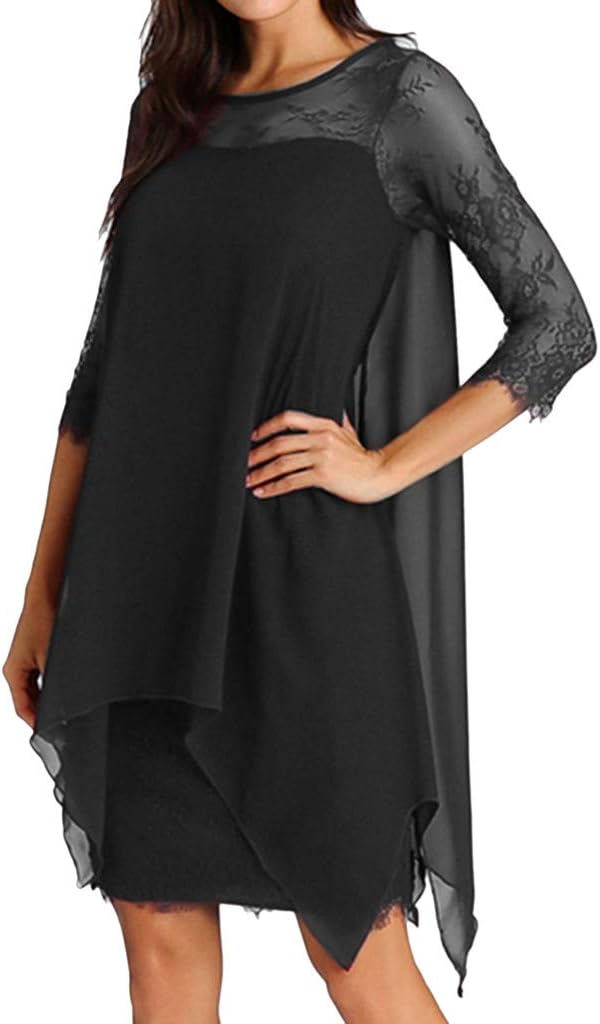 Women Dress Sunday77 Chiffon Plus Size Lace Oversize Patchwork Sundress Swing Evening Party Beach Cocktail Casual