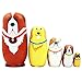 5pcs Cute Dog Nesting Dolls Handmade Wooden Russian Matryoshka Wishing Dolls Birthday for Kids Decoration