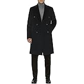 Nautica Mens Classic fit Double Breasted Overcoat Coat 38 S Black Solid