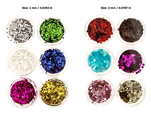 Beaute Galleria Nail Art Decorations Hex Hexagon Sparkle Fine Glitter Rhinestones Set in Various Colors for Manicure Pedicure