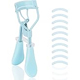 ODELY Eyelash Curler with Pads, Lash Curler with 10 Extra Silicone Replacement Pads, Comfortable Grip for Effortless Curling – Eyelashes for The Perfect Eye Contour (Crystal Blue)