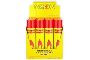 GENERIC Neon Butane Refill Lighter Gas Refill Butane Universal Fuel Ultra Refined 300ml 10.14Oz (12 Cans)