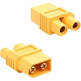 QIANRENON 30A XT60 to EC3 Model Airplane Battery Connector Gold Plated XT60 Male to EC3 Female High Current Adapter Compact XT60 Plug to EC3 Socket Converter, for Drone RC Model Car Boat, 2Pcs