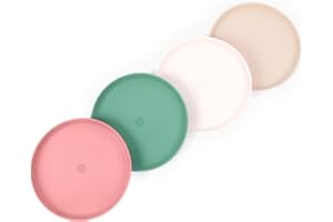NumNum Toddler Plates Set, Non-Toxic BPA-Free Dinnerware for Kids, Unbreakable Silicone Plates for Self-Feeding, Microwave & Dishwasher Safe, Toddler Travel & Daycare Essentials, 4-Pack (Garden)