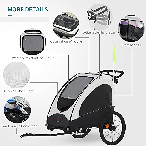 Aosom Bike Trailer for Kids 3 In1 Foldable Child Jogger Stroller Baby