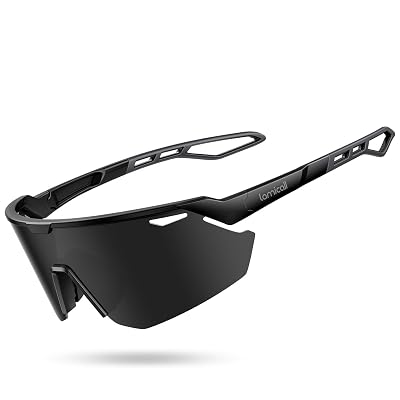Lamicall Polarized Sports Sunglasses for Men Women, [24g Ultralight] [Adjustable Nose Pad] UV400 Protection Sun Glasses for Cycling Running Baseball Fishing Golf Beach Volleyball, Half Frame, Black