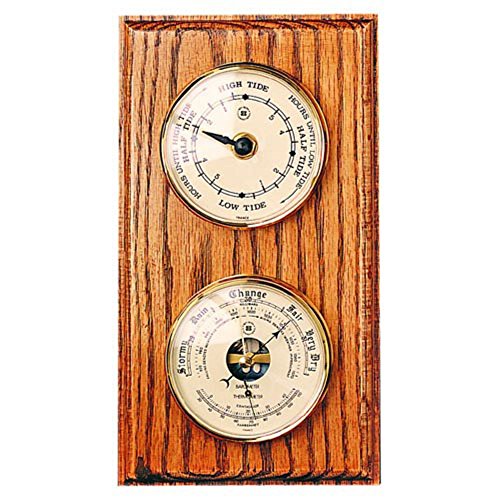 BeyBerk WS217 Tide Clock and Barometer with Thermometer on Mahogany