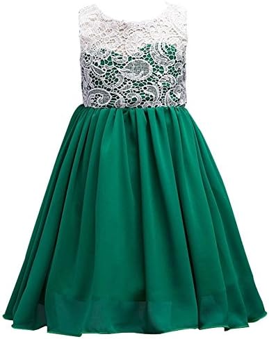 WAFUNNE Girls Lace Chiffon Dress for Weddding Party