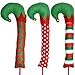 Gift Boutique Christmas Elf Leg Picks Plush Stuffed Feet with Elves Shoes Sticks with Jingle Bells Red, Green and White Colors Set of 3 Tree Ornament Decorations