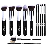 Makeup Brushes Set, S'agapo 12pcs Professional Synthetic Foundation Powder Blending Blush Concealer Eye Shadows Cosmetic Brushes Kit (Silver Black)