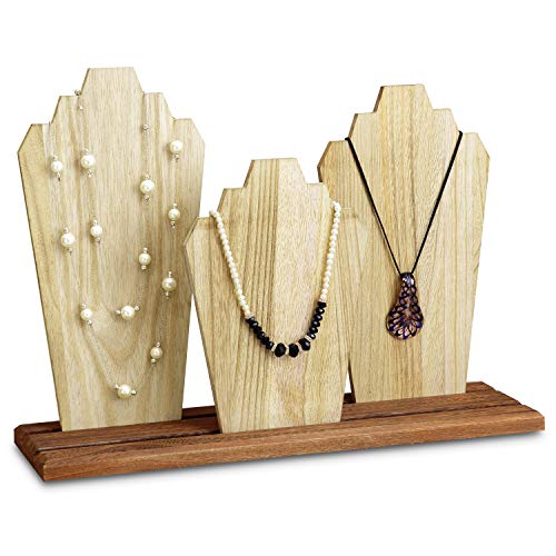 MOOCA Wooden Necklace Holder Jewelry Display Bust Stand Wood Jewelry