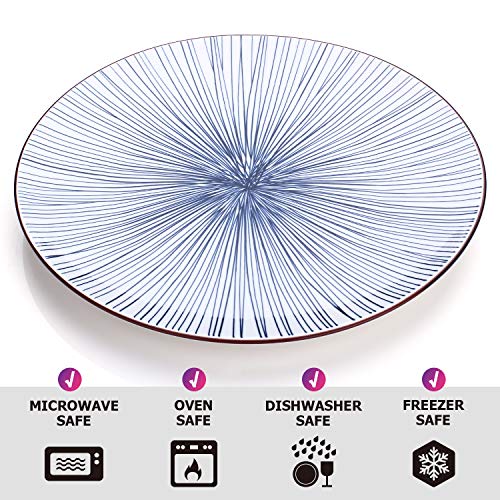 Y YHY 10 Inch Porcelain Dinner Plates, Large Serving Plate Set, Assorted Blue White Patterns, Set of 4 - Thumbnail 2