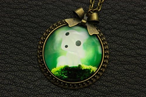 Necklace Locket,White Mononoke Necklace Locket,Princess Necklace,Handmade Necklace,Bowknot Bronze Necklace,Christmas Gift,Vintage Jewelry,Fashion Necklaces for Women
