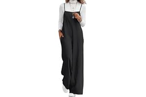 Lepunuo Womens Casual Loose Jumpsuits Summer Boho Wide Leg Rompers Sleeveless Overalls with Pockets