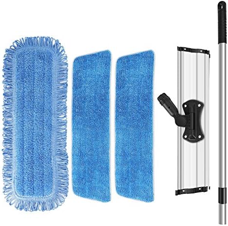 18" Professional Microfiber Mop,Microfiber Flat Floor Mop for Hardwood Tile Laminate & Stone Floors, with Adjustable Aluminum Handle,Rotatable Frame,3 Premium Mop Pads for Wet and Dry Floor Cleaning