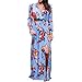 Women Elegant V Neck Long Sleeve Beach Dress Evening Cocktail Party Maxi Long Wedding Dress