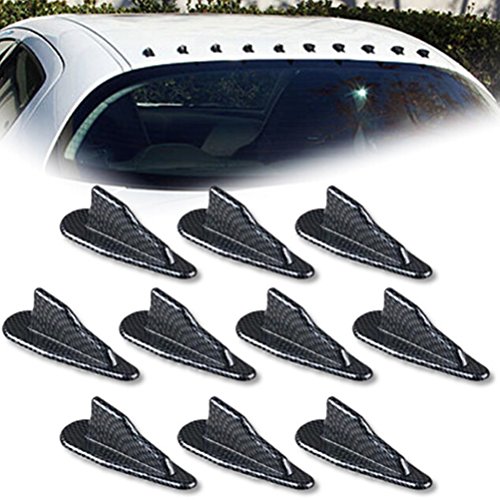 CosCosX 10 Pcs Mini Shark Fin Diffuser Vortex Generator Universal Car Truck SUV Roof Decoration Spoiler Wing Carbon Fiber Car Accessories New Style 2.95inch,Carbon