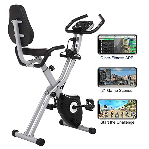 ANCHEER As Seen On TV 3-in-1 Stationary Bike - Folding Indoor Exercise Bike with APP and Heart Monitor - Perfect Home Exercise Machine for Cardio (Black)