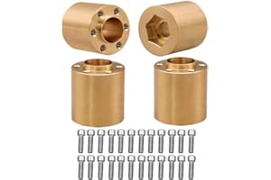 NXUEBDU 4Pcs Brass Weights 1.9 2.2 Inches Beadlock Wheels 12mm Hex Wheel Hub Widen Adapters for SCX10 TRX4 1/10 RC Crawler Upgrades (Gold, 22mm)
