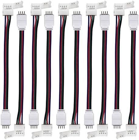 SINNRY 10 Pcs 4 Conductor Quick Strip Coupler 10MM for LED 5050 RGB Strip Light - Strip to Male 4-Pin Connector